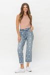 Judy Blue High Waist Star Print Cropped Straight