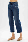 Judy Blue High Waist Medium Destroyed Pocket Wide Leg - Curvy