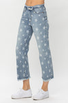 Judy Blue High Waist Star Print Cropped Straight