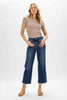 Judy Blue High Waist Medium Destroyed Pocket Wide Leg - Curvy