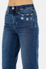Judy Blue High Waist Medium Destroyed Pocket Wide Leg - Curvy