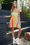 Multi Color Ombre Printed Bodice Button Up Dress