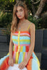 Multi Color Ombre Printed Bodice Button Up Dress