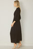 Solid V-neck Long sleeve Maxi Dress