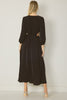 Solid V-neck Long sleeve Maxi Dress