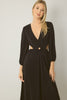 Solid V-neck Long sleeve Maxi Dress