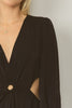 Solid V-neck Long sleeve Maxi Dress