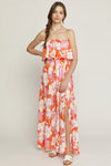 SALE Floral Print Strapless Maxi Dress