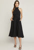 Black High-neck Midi Dress w/open back