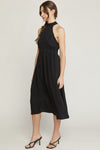 Black High-neck Midi Dress w/open back