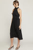Black High-neck Midi Dress w/open back