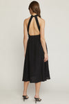 Black High-neck Midi Dress w/open back