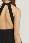 Black High-neck Midi Dress w/open back