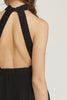 Black High-neck Midi Dress w/open back