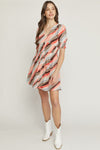 Print v-neck short sleeve mini dress