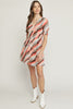 Print v-neck short sleeve mini dress