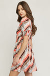 Print v-neck short sleeve mini dress