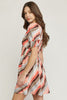 Print v-neck short sleeve mini dress