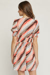 Print v-neck short sleeve mini dress