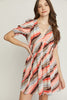 Print v-neck short sleeve mini dress