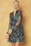 NEW Print V-neck Long Sleeve tiered mini dress