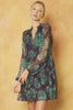 NEW Print V-neck Long Sleeve tiered mini dress