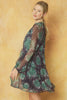 NEW Print V-neck Long Sleeve tiered mini dress