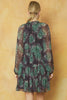 NEW Print V-neck Long Sleeve tiered mini dress