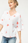 Waffle Print Knit Heart Star Top