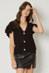 Solid V neck Button up sweater top 2 Colors