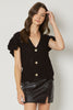 Solid V neck Button up sweater top 2 Colors
