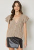 Solid V neck Button up sweater top 2 Colors