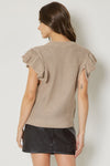 Solid V neck Button up sweater top 2 Colors