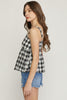 Gingham Print Square Neck Sleeveless Peplum Top