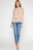 SALE Paisley print mock neck puff sleeve top