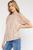 SALE Paisley print mock neck puff sleeve top