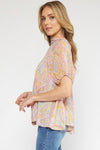 SALE Paisley print mock neck puff sleeve top