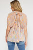 SALE Paisley print mock neck puff sleeve top