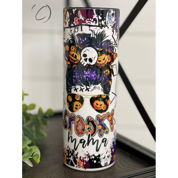 Halloween Spooky Mama 20oz UV purple Skinny Tumbler