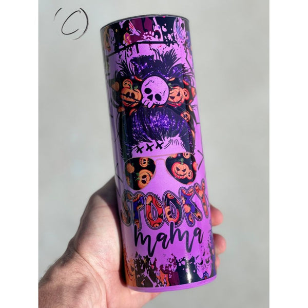 Halloween Spooky Mama 20oz UV purple Skinny Tumbler