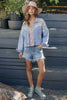 Mesh Stitching Nail Drill Button Down Denim Jacket