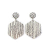 Druzy Stud & Silver Metallic Rain Leather Earrings