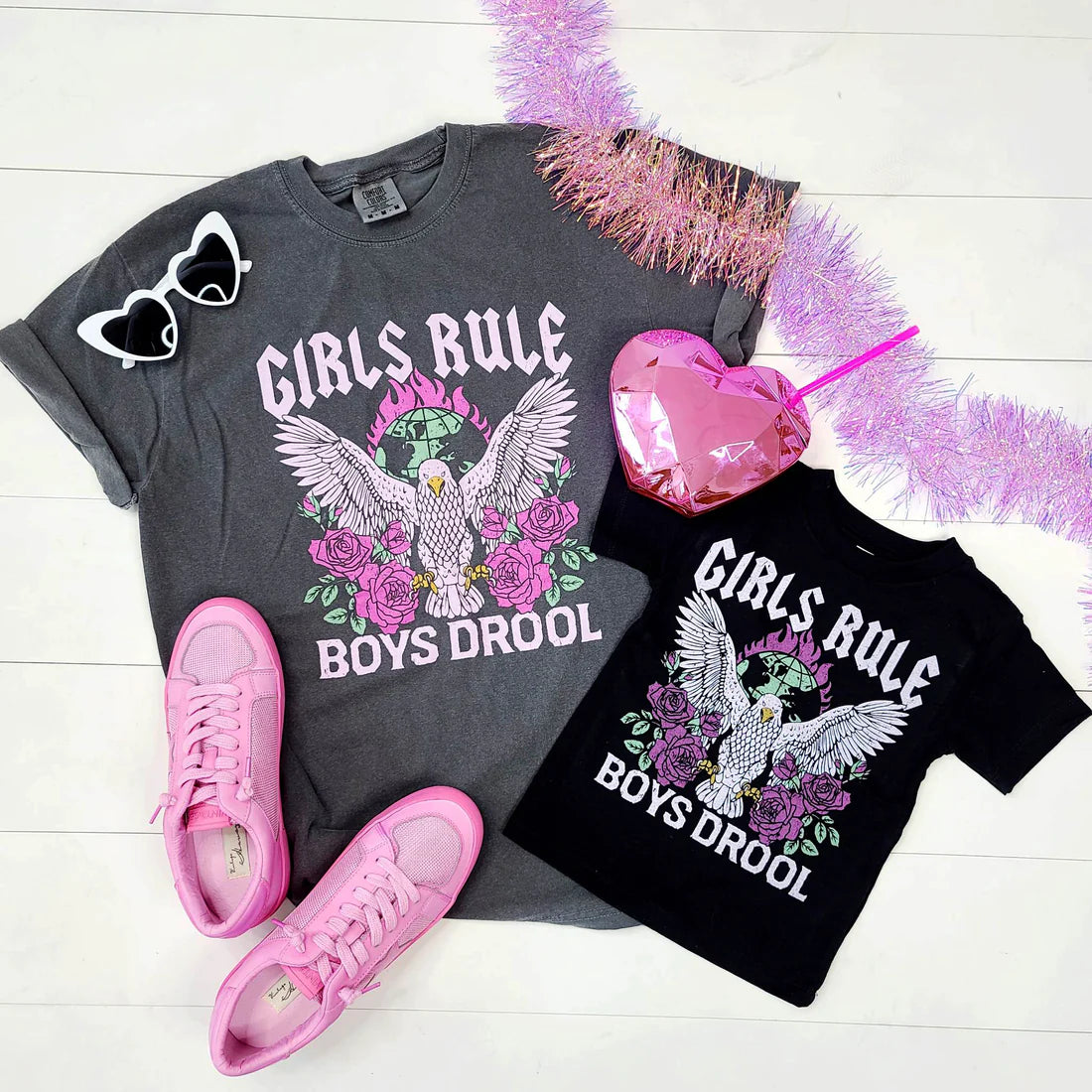 Girls Rule Boys Drool Shirt (Pepper)