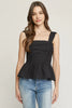 SALE Black Peplum Bow Top