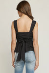 SALE Black Peplum Bow Top