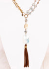 NEW Hunter Beaded Agate Tassel Necklace