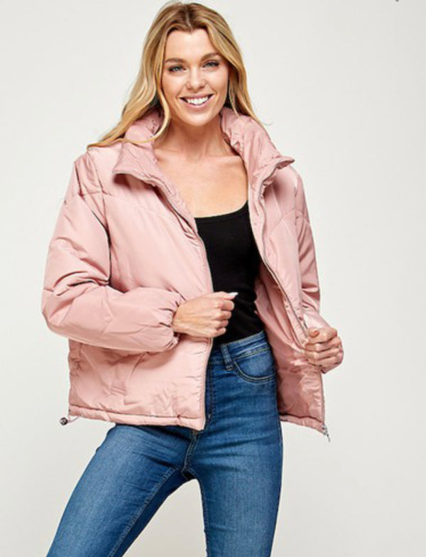 Mauve Quilted Puffer Jacket