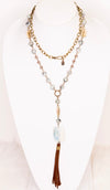 NEW Hunter Beaded Agate Tassel Necklace