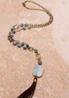NEW Hunter Beaded Agate Tassel Necklace