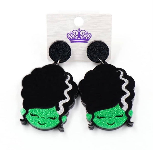 Lady Frankenstein Halloween Earrings